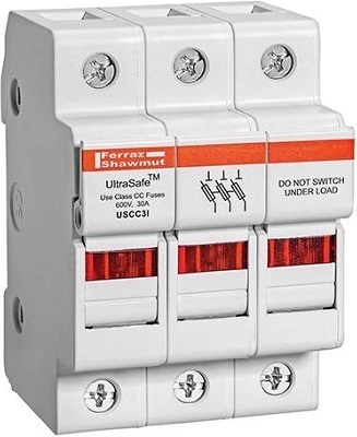 Mersen Ultrasafe 600V 30A 3P Fuse Holder